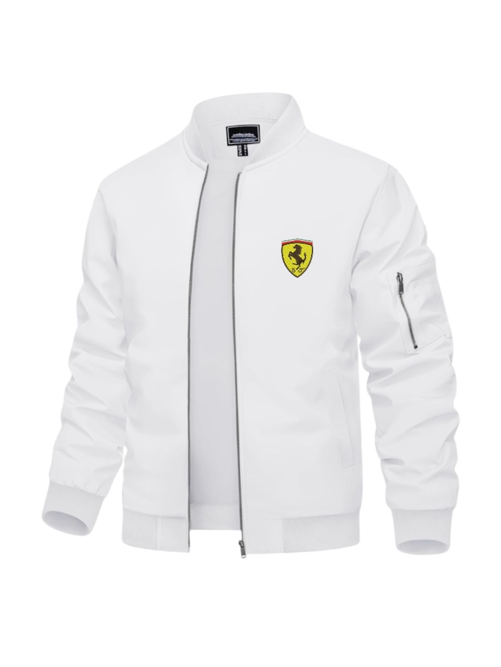 Men’s Ferrari Embroidered Lightweight Bomber Jacket White